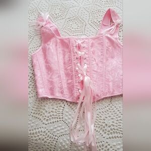 Pink Satin Corset Top